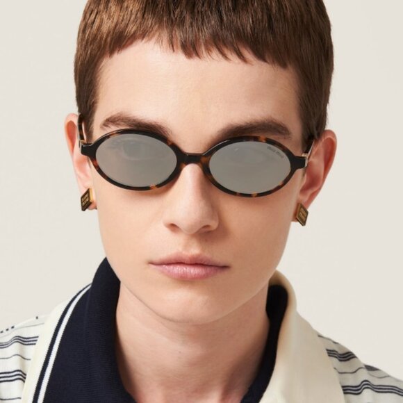 Miu Miu Women Sunglasses Havana Grey Mirror Silver MU04ZSF VAU07F REGARD NEW - Picture 10 of 10